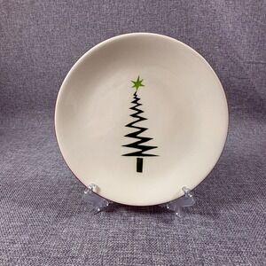 Garden Ridge Abstract Christmas Tree Salad Dessert Bread Plate Modern Festive 8"
